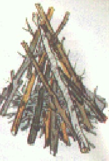 Create a larger teepee structure with fuel wood