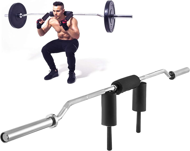 7ft Safety Squat Bar with Shoulder and Arm Pads Fitness 1000LBS Olympic Safety Squat Bar Fitness Squat Olympic Bar 700lbs Safety Squat Bar Attachment for Weight Lifting Home(Bar)
