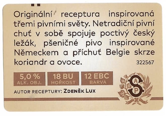 Staropramen Smíchovský výběr Nefiltr pšeničný Etk.B