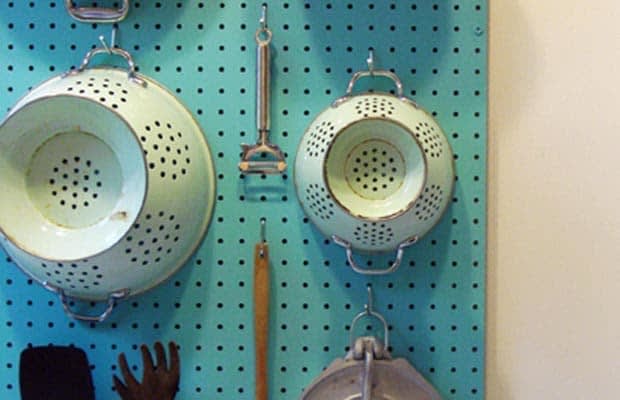 Hang pots on a peg board