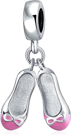 Pink Prima Ballerina Ballet Slipper Dangle Bead Charm Bead For Women
