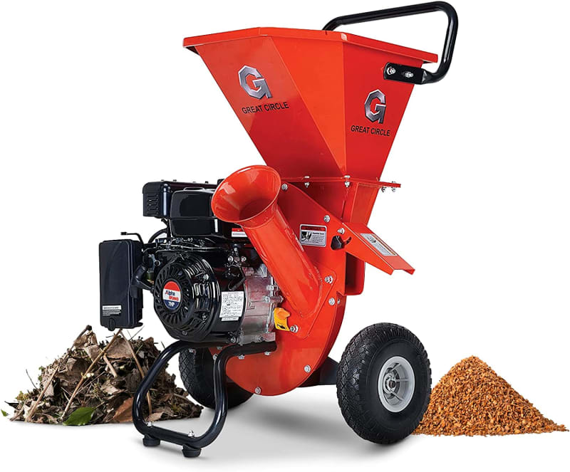 GreatCircleUSA Wood Chipper Shredder Mulcher Heavy Duty Gas Powered 3 in 1 Multi-Function 3" Inch Max Wood Diameter Capacity EPA/CARB Certified Aids in Fire Prevention - Building a Firebreak