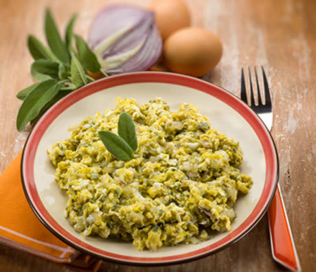 Scrambled Eggs with Sage and Onions