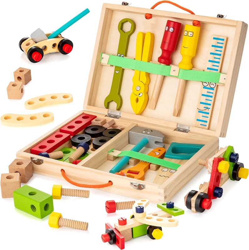 Tool Kit for Kids 37 pcs Wooden Toddler Tools Set