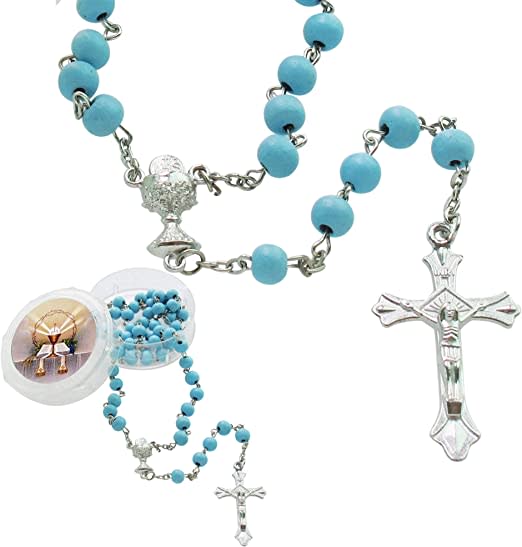 Blue Scented Rose Petal Rosary Necklace