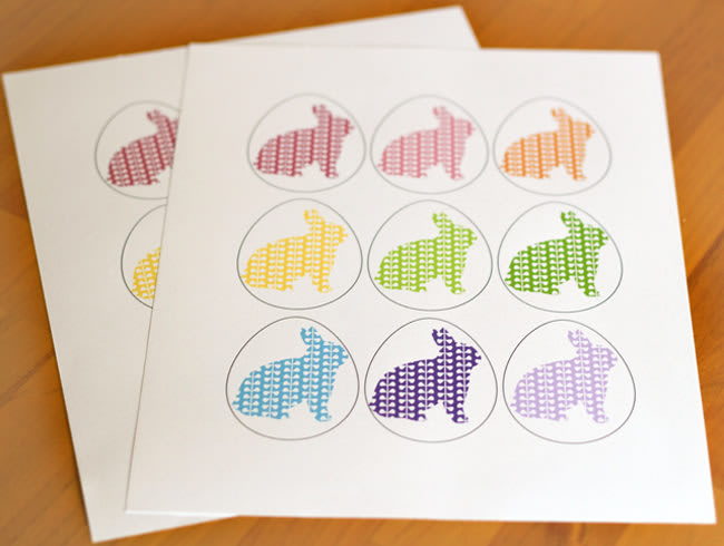 Easter-themed memory game with index cards and Easter stickers