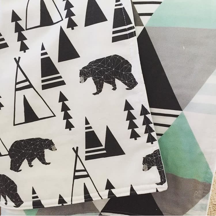 Soft cot blankets (black white grey or mint minimalist)