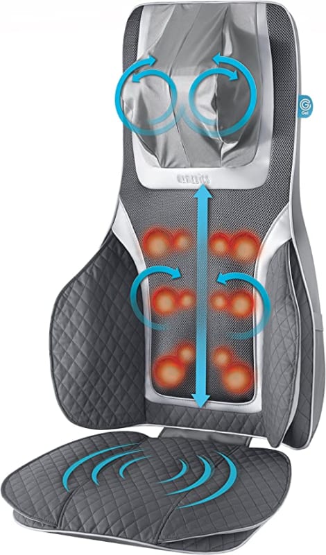 HoMedics Gentle Touch Gel Deluxe Shiatsu Neck, Shoulder and Back Massage Cushion with Heat with Deep Kneading Shiatsu Massage and Air Compression