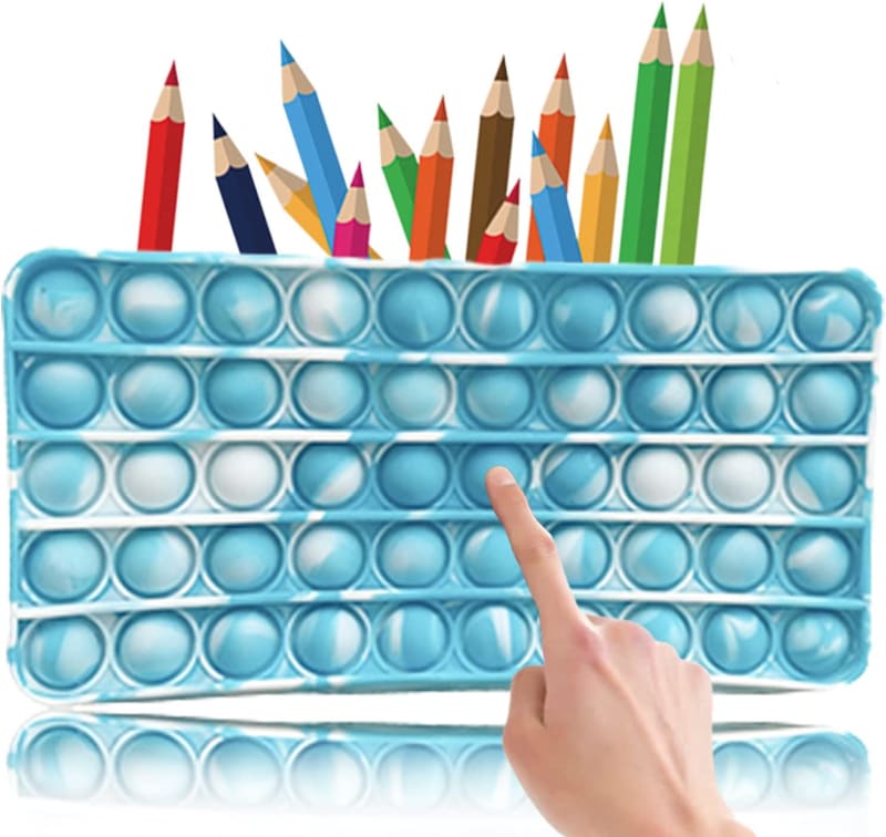 ZIPIT POP Pencil Box for Boys | Fidget Toy | Silicon Sensory Push It Case |  Large Capacity Pencil Case (Blue)