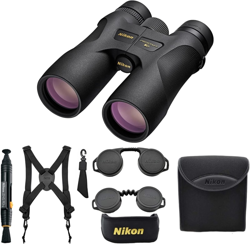 Prostaff 7S 8x42 Binoculars (Black) with Binocular Harness and Cleaning System Bundle (3 Items)