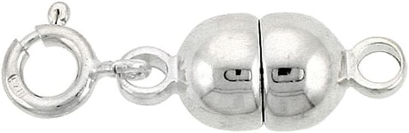 Sterling Silver 7 mm Magnetic Clasp Converter for Necklaces Italy