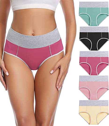 Women's Cotton Underwear High Waist Stretch Briefs Soft Underpants Ladies Full Coverage Panties