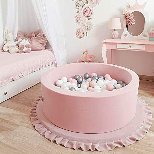Deluxe Foam Ball Pit Kiddie Balls Pool Toddler Playpen Soft Round Ball Pool Play Toy for Baby Kids Children 200 Balls Included Indoor & Outdoor, Pink
