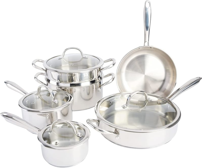 Kenmore Elite Devon Heavy Gauge Stainless Steel Tri-Ply Impact Bonded Induction Cookware Set