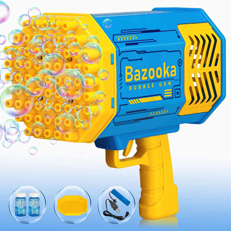 Bazooka 69 Holes Bazooka Bubble Gun with Flash Lights|Rocket Boom Bubble Blower|Giant Bubble Machine Gun,Toddler Outdoor Toys for Kids Ages 4-8,Best Gifts for 3 5 6 7 Year Old Boys and Girls,Adults