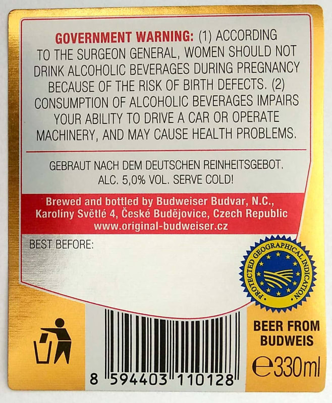 Budweiser Budvar B ORIGINAL Czech Imported Lager 0,33l DE Etk. B