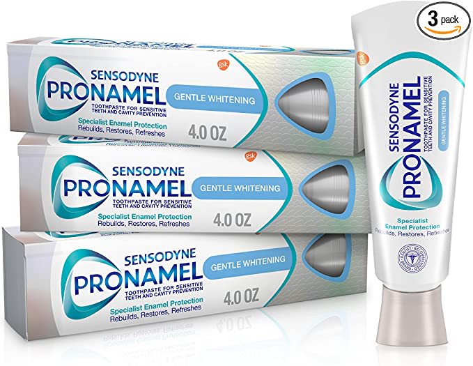 Sensodyne Pronamel Gentle Teeth Whitening Enamel Toothpaste for Sensitive Teeth, to Reharden and Strengthen Enamel - 4 Ounces (Pack of 3)