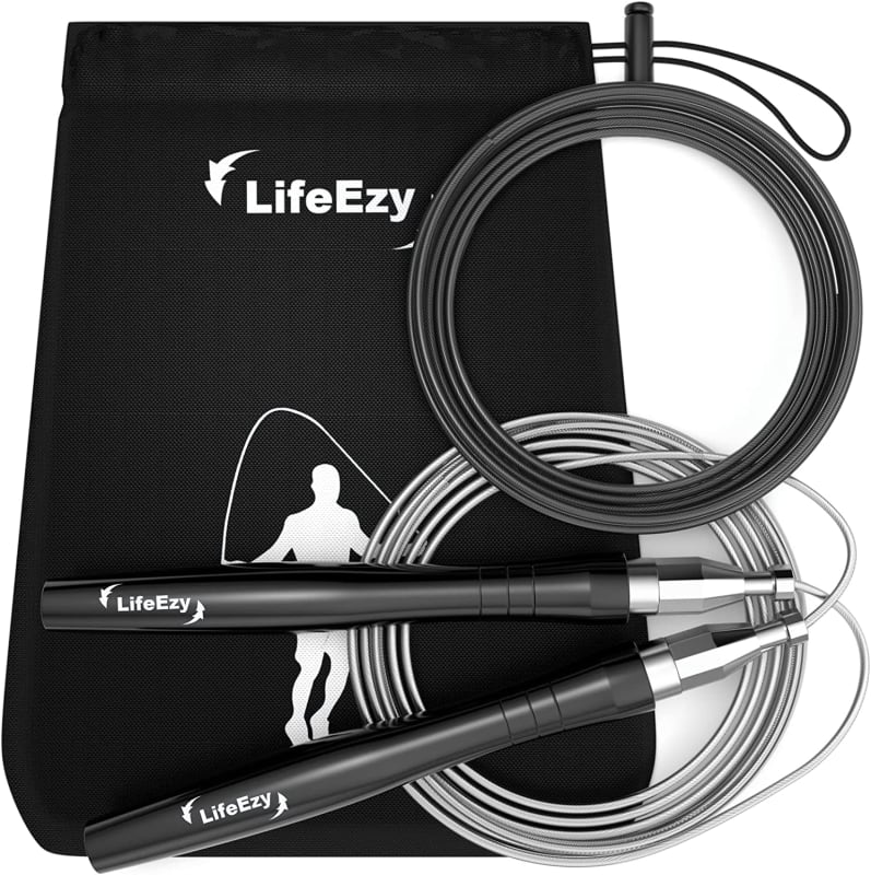 High Speed Weighted Jump Rope - Premium Quality Tangle-Free - Self-Locking Screw-Free Design - Jump Ropes for Fitness - Skipping Rope for Workout Fitness, Crossfit & Home Exercises