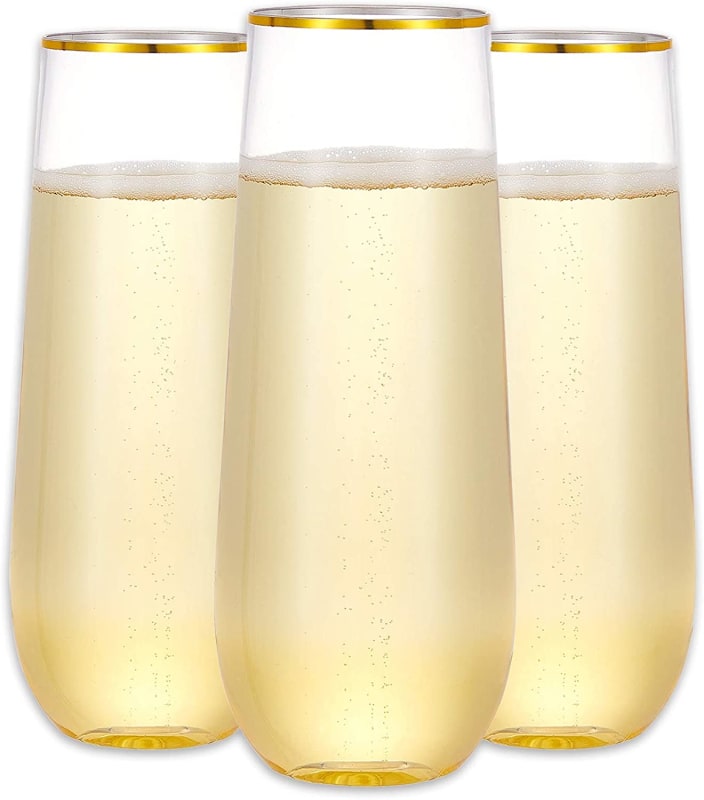 Stemless Disposable Gold Rim Toasting Glasses