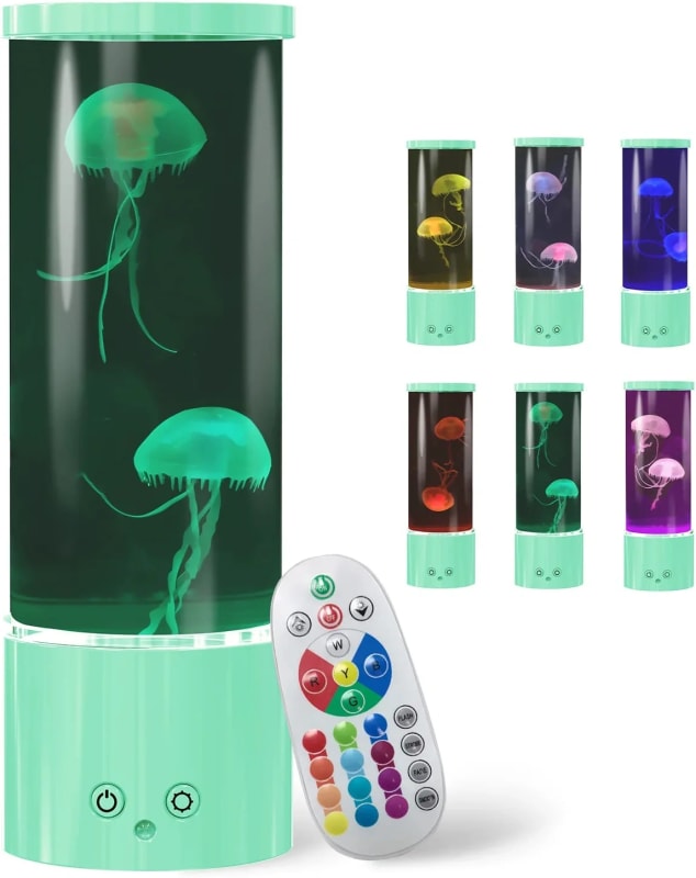 Jellyfish Lava Lamp, Jellyfish Lamps, Jellyfish Night Aquarium Tank Night Light 17 Color Changing with Remote Control for Kids Adults Home Office Decor Table Lamp Gifts