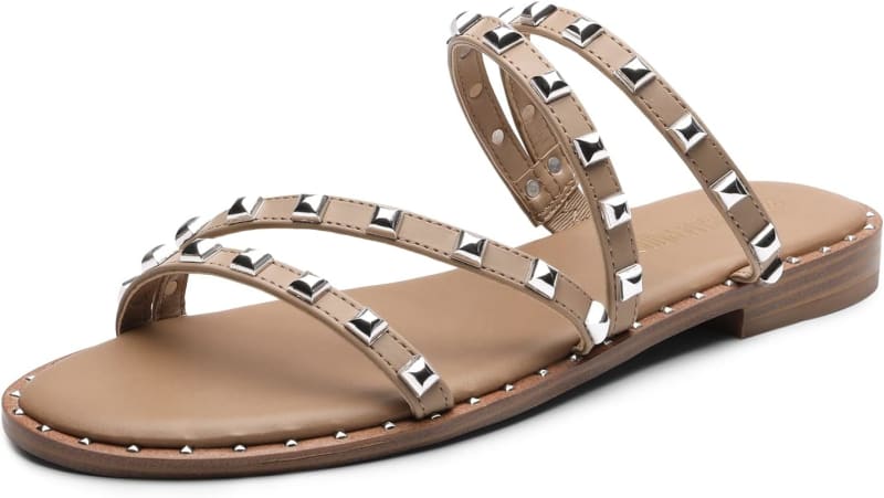 Dream Pairs - Clear Studded Rhinestone Slide Sandals