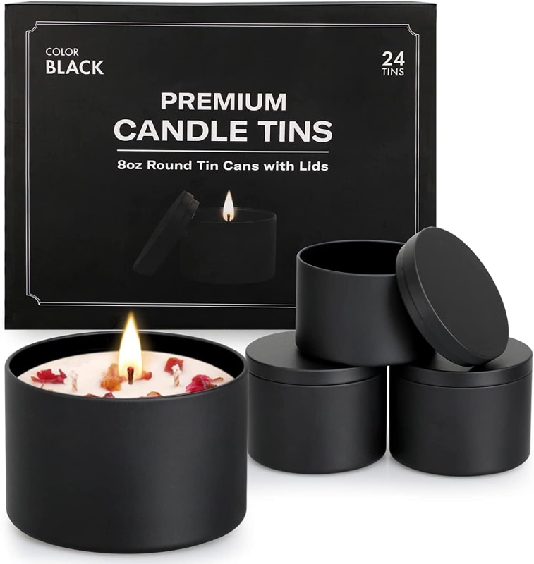 Matte Black Candle Jar with Lids