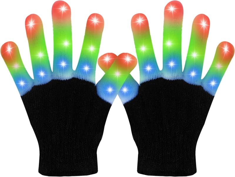 LED Gloves,Cool Toys Kids Light Up Gloves Finger Lights Flashing LED Gloves Colorful Flashing Gloves Kids Toys for Christmas Halloween Party Favors,Gifts(S)