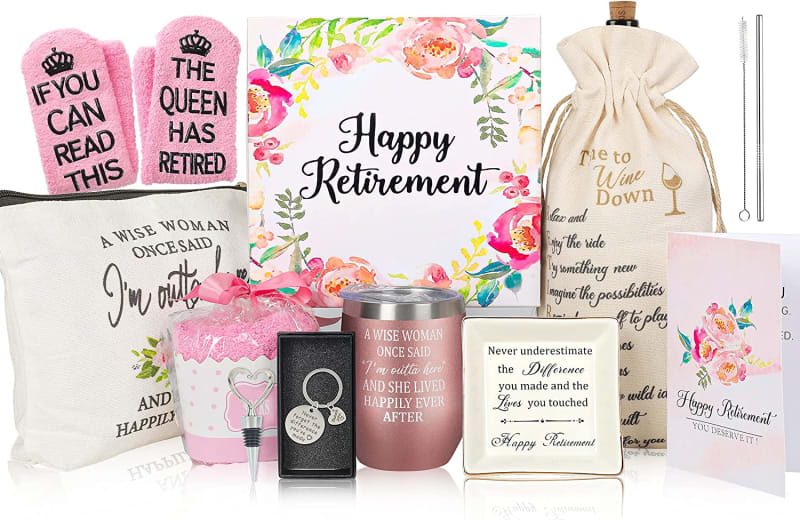 Retirement Gifts for Women 2022 Funny-12 Pieces Female Retirement Gifts for Teacher Nurse,Gifts for Retirement Party Decorations,Happy Retired Gifts for Mom Grandma,Retired Gifts Present Ideas
