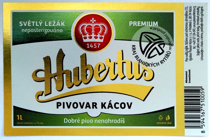 Hubertus Světlý ležák nepasterizováno Etk. A