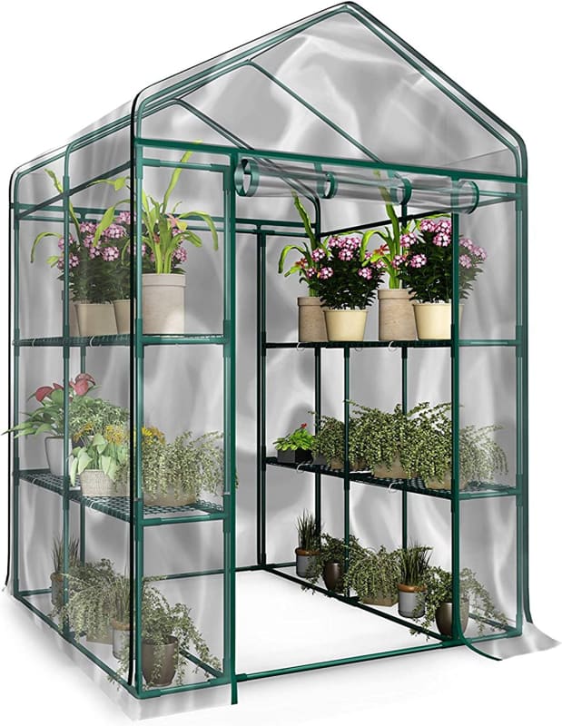 514537FXW Walk-in Greenhouse-Indoor Outdoor with 8 Sturdy Shelves-Grow Plants, Seedlings, Herbs, or Flowers in Any Season-Gardening Rack