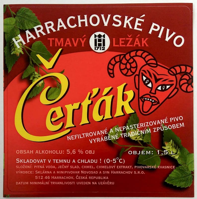 Čerťák tmavý ležák 1.5l kulaté rohy Etk. A