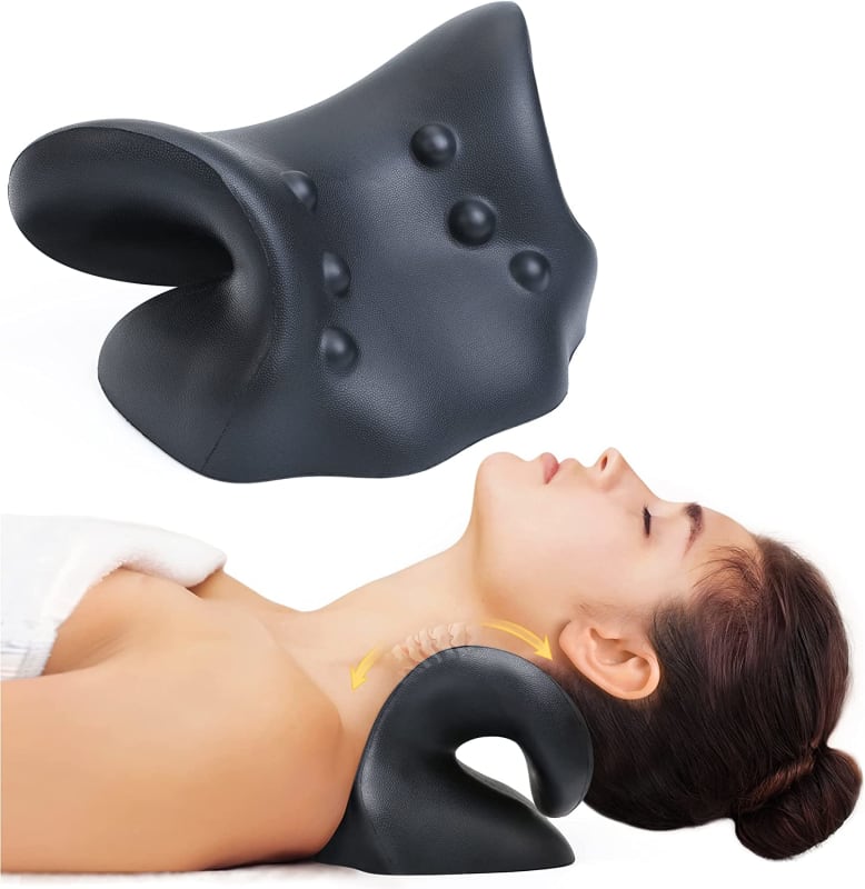 Neck Stretcher for Neck Pain Relief, Neck and Shoulder Relaxer Cervical Traction Device Pillow for Muscle Relax and TMJ Pain Relief, Cervical Spine Alignment Chiropractic Pillow