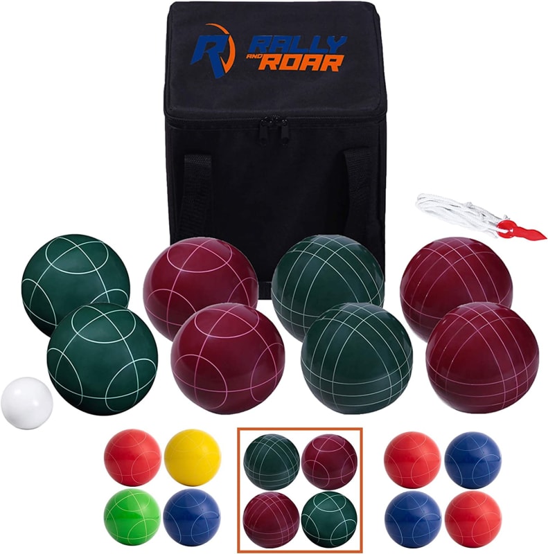 Bocce Ball Game Set - 8 Balls, Pallino, Carry Case, Measuring Rope