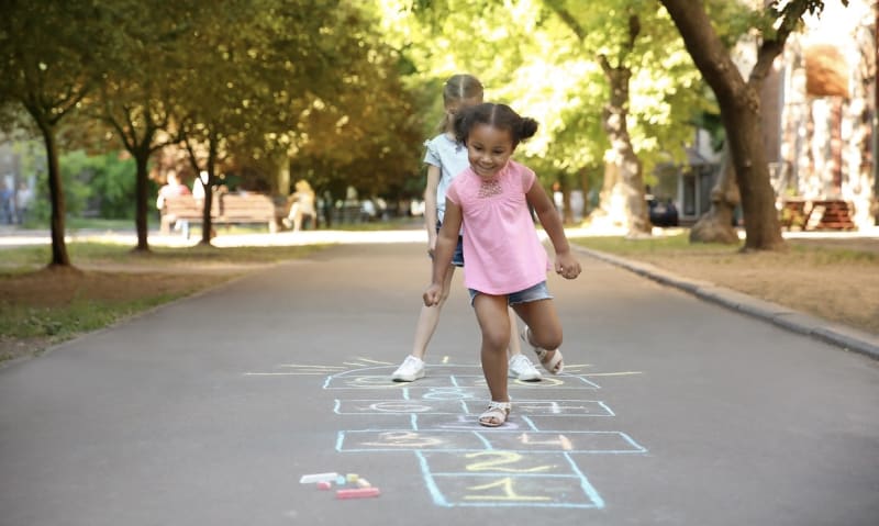 Play hopscotch