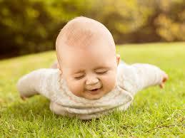 May lift head and shoulder (mini-pushup)