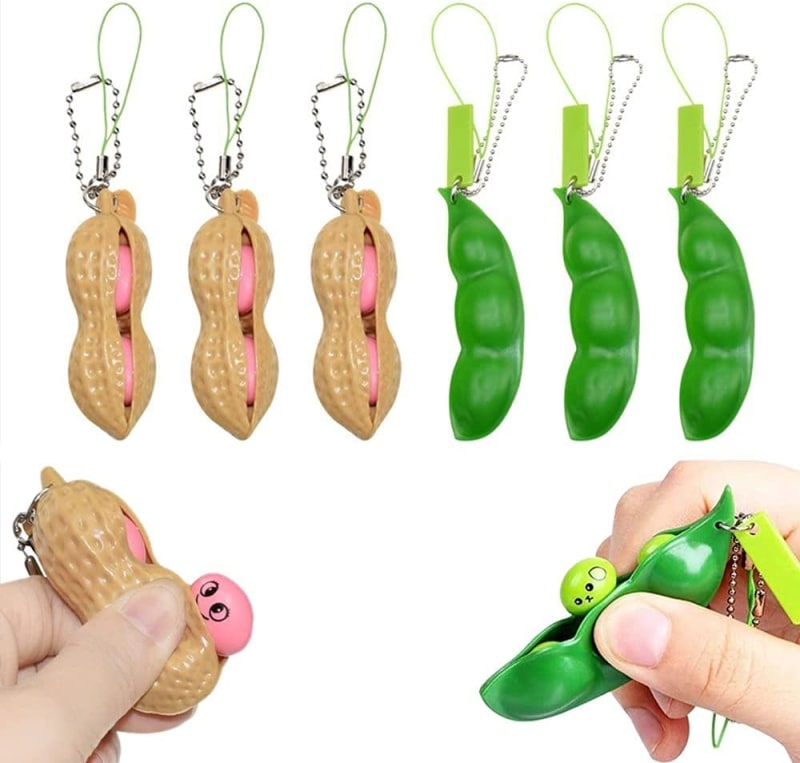 Squeeze Bean Keychain Fidget Toys Pack