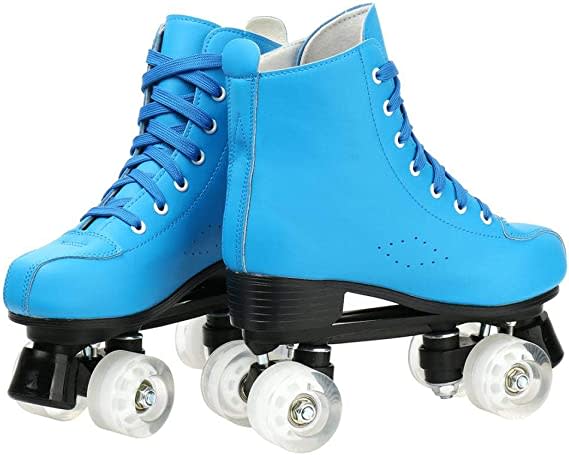 Roller Skates for Women Men Cozy PU Leather High-top Roller Skates for Beginner Double-Row PU Wheels, Professional Indoor Outdoor Roller Skates with Shoes Bag