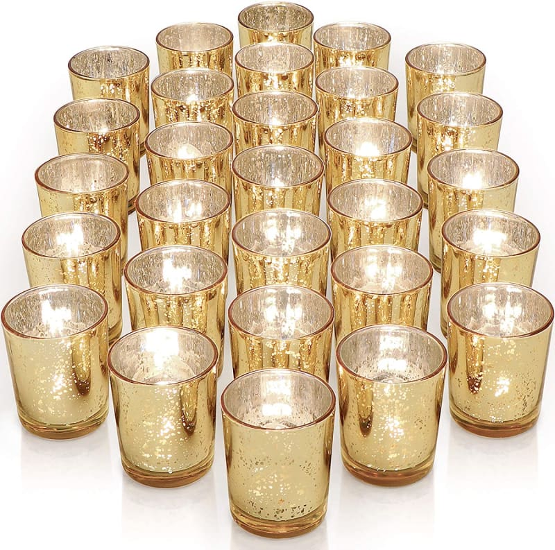 Gold Votive Candle Holders Set