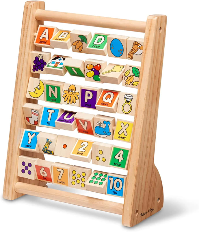 ABC-123 Abacus - Classic Wooden Educational Toy With 36 Letter and Number Tiles