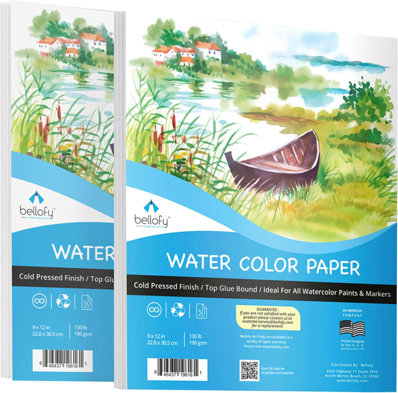 100 Sheets Cold Press Watercolor Paper - Bulk Cotton Watercolor Paper for  Novice Artists and Professional Watercolorists (7x10 in)