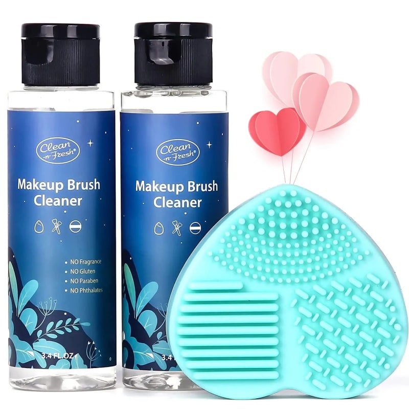 Plant Based Organic Makeup Brush Cleaner Set For Brushes, Sponge and Puff 6.8 Fl Oz,Deep Cleaning Washing Cleanser Shampoo With a Color Switch Mat Cleaner