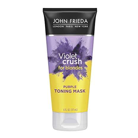 John Frieda Violet Crush Purple Toner Mask for Blonde Hair, Deep Conditioning Treatment, SLES/Sulfate and Paraben Free, Cruelty Free, 6 fl oz