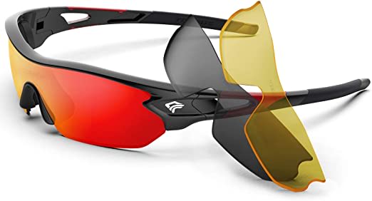 Polarized Sports Sunglasses With 3 Interchangeable Lenes for Men and Women