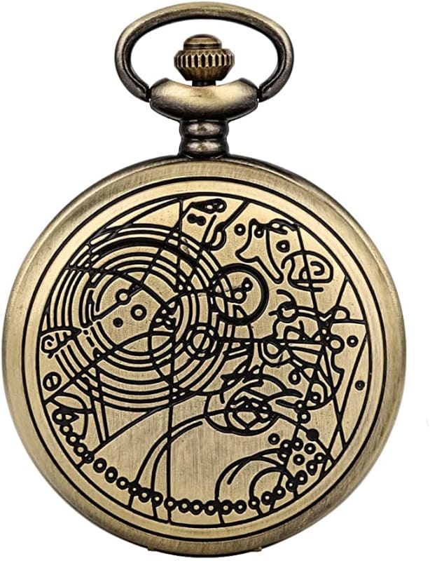 Vintage Bronze Doctor Who Retro Dr. Who Quartz Pocket Watch with Necklace & Gift Box
