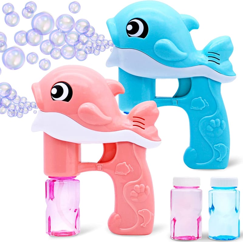 2 Bubble Guns Kit Whale Automatic Bubble Maker Blower Machine with 4 Bubble Solutions for Kids, Bubble Blower for Bubble Blaster Party Favors, Summer Toy, Birthday, Outdoor & Indoor Activity, Easter