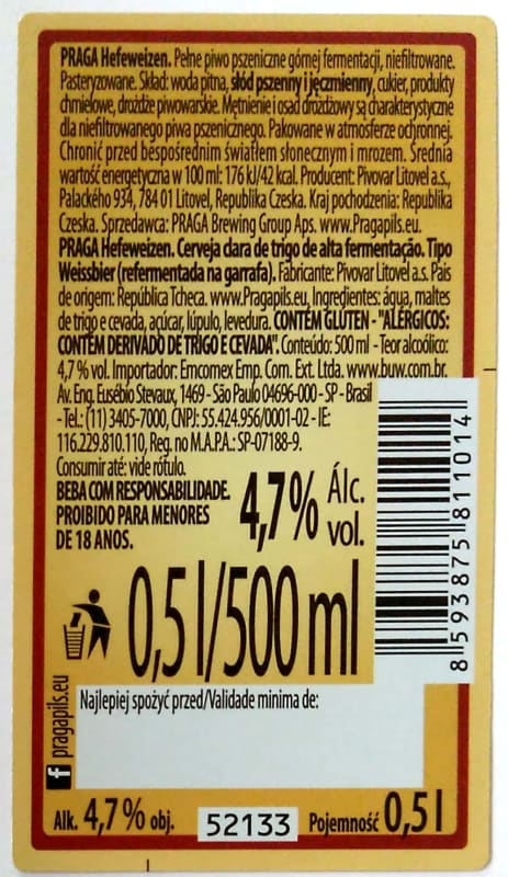 Praga Imported Hefeweizen Etk. B