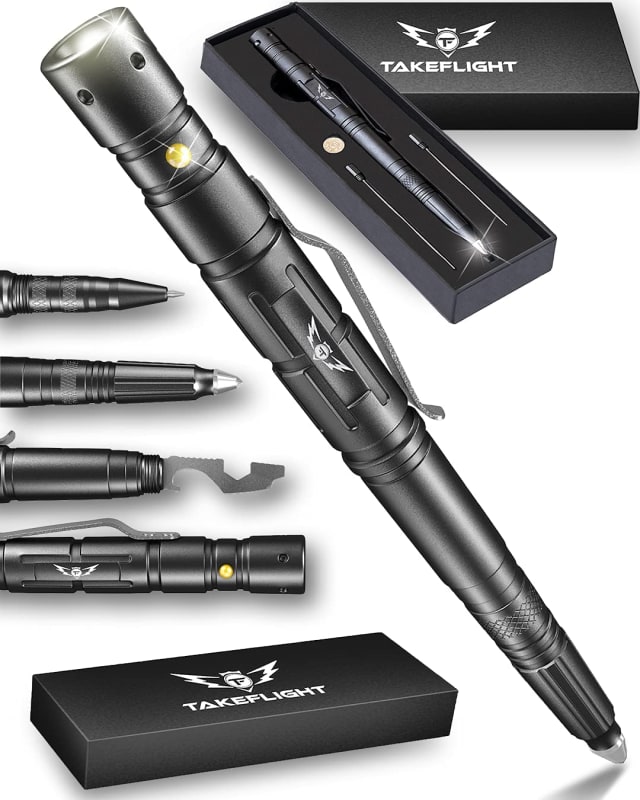 Tactical Pen Gifts for Men – Fathers Day Gift for Dad | LED Tactical Flashlight Multitool for EDC Gear – Cool Gadgets, Tactical Gear, Military Gear, Groomsmen Gifts for Men that Have Everything