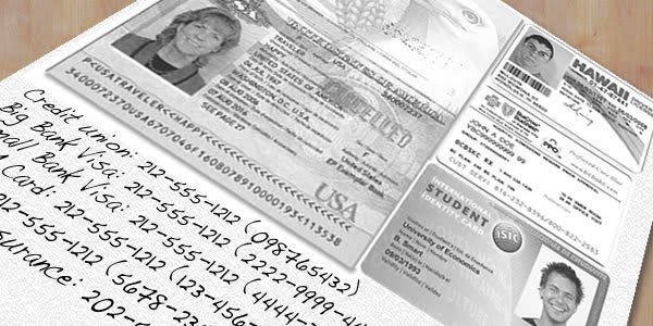 Photocopies of your Passport, IDs, Credit and Debit Cards