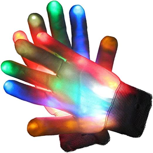 LED Gloves Light up Flashing Skeleton Gloves Stocking Stuffers for Kids Adults Christmas Party Festival Decoration -One Pair