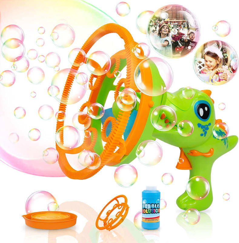 Dinosaur Bubble Gun Machine for Kids Bubble Blower Toy for Toddles Party Favors with 8 Floz Bubble Solution - Birthday Gift for 3 4 5 Year Old Boys Girls Outdoor Toys Summer Water Toys Outside Toys